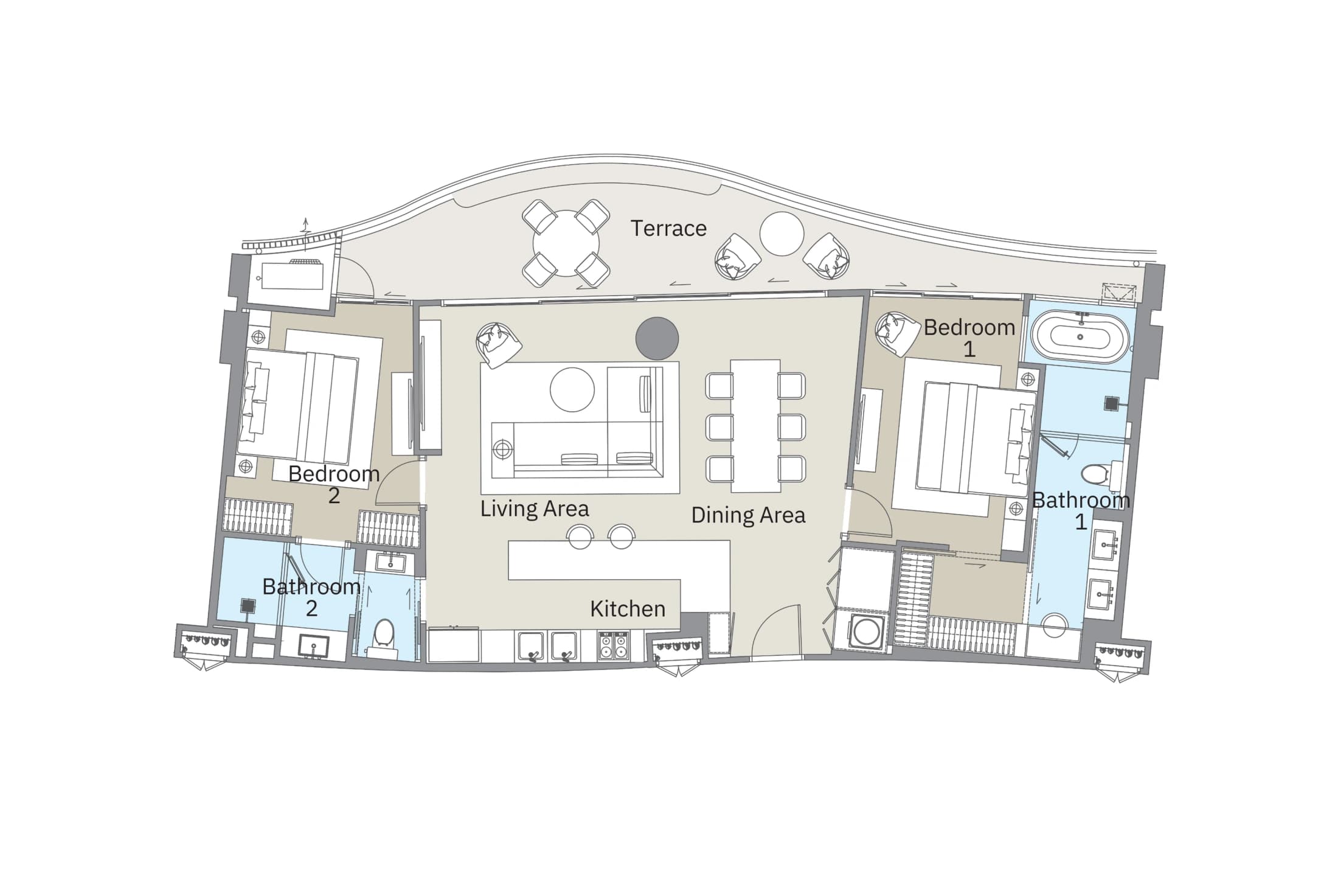 2-bedroom residence layout