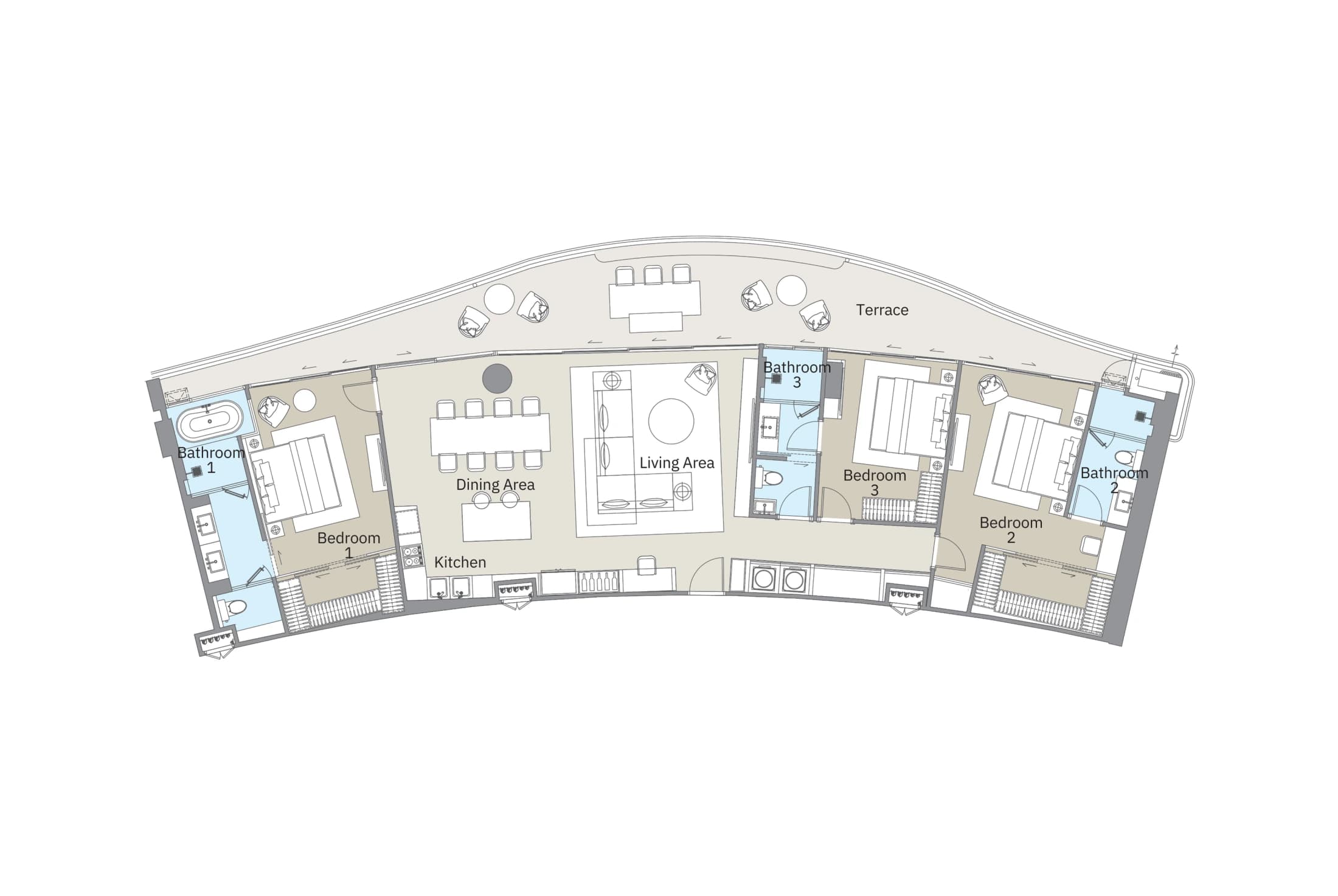 3-bedroom residence layout